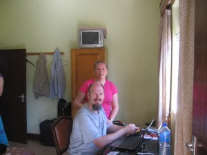 Here we are in our room in the Bridgeway Guest House. The children are in a room beside us. We are here until Tuesday morning. This is where we stayed when we were here before. 